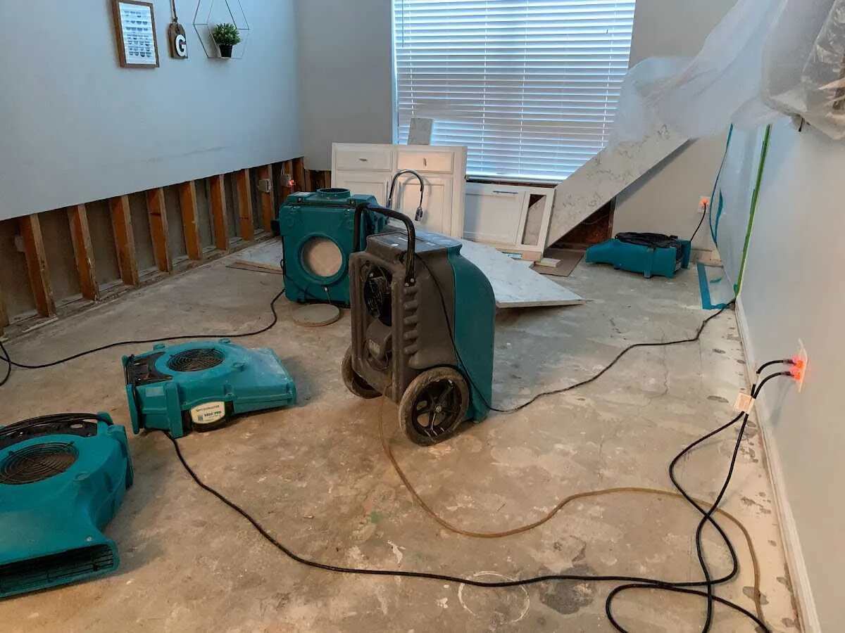 Dehumidifier in flood-cut room for Water Extraction & Removal in Horizon West